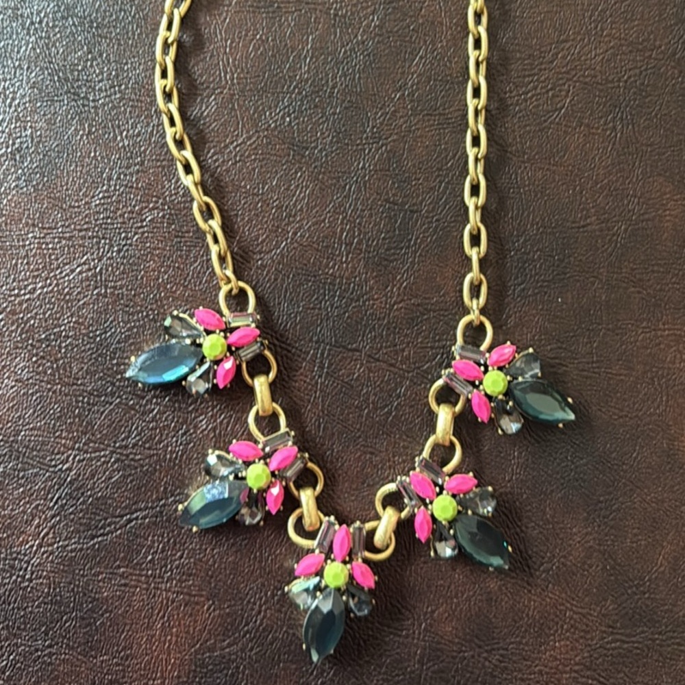 J.Crew statement necklace  blue green and pink  worn once!